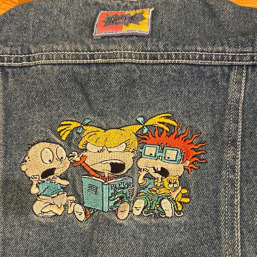Rugrats Nickelodeon Kids Jean vest vintage 1996 size 5 embroidered  denim Blue